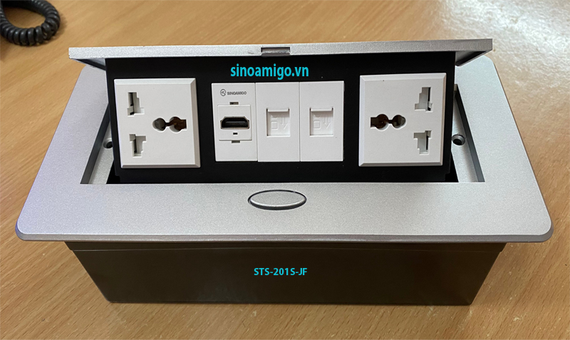 Hộp ổ điện âm bàn sinoamigo STS-201S-JF màu bạc