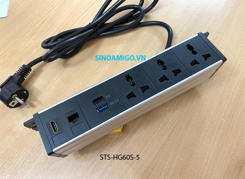 Hộp ổ điện lắp dưới gầm bàn sinoamigo STS-HG60S dòng cao cấp