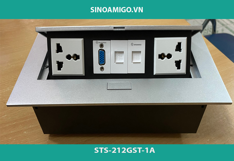 Hộp ổ cắm âm bàn sinoamigo STS-212GST-1A chính hãng Cáp Cấp