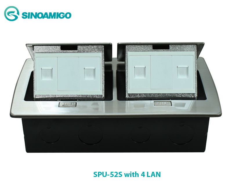 Hộp ổ điện âm sàn đôi SINOAMIGO SPU-52S màu bạc