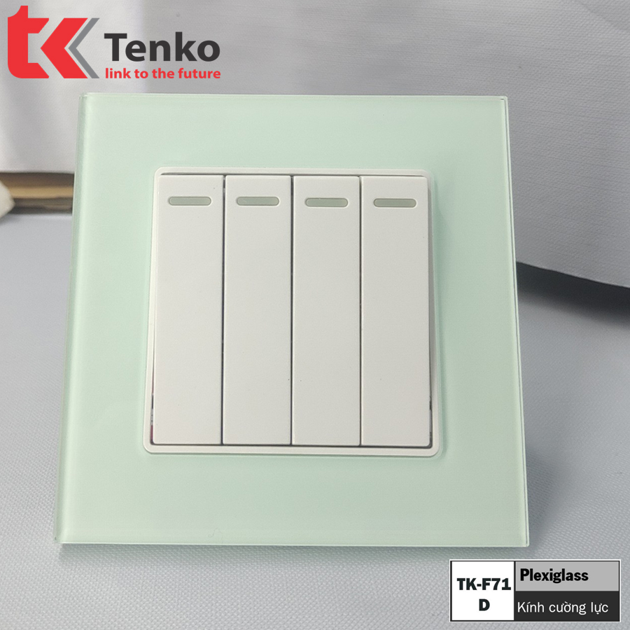 Công Tắc Vuông Kính Cường Lực màu Xanh Mint Cao Cấp Tenko TK-F71-D-04