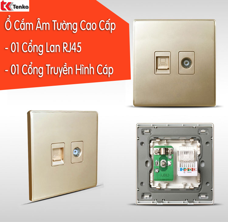 Ổ Cắm Cáp Đồng Trục và Mạng Âm Tường TK-TVL01