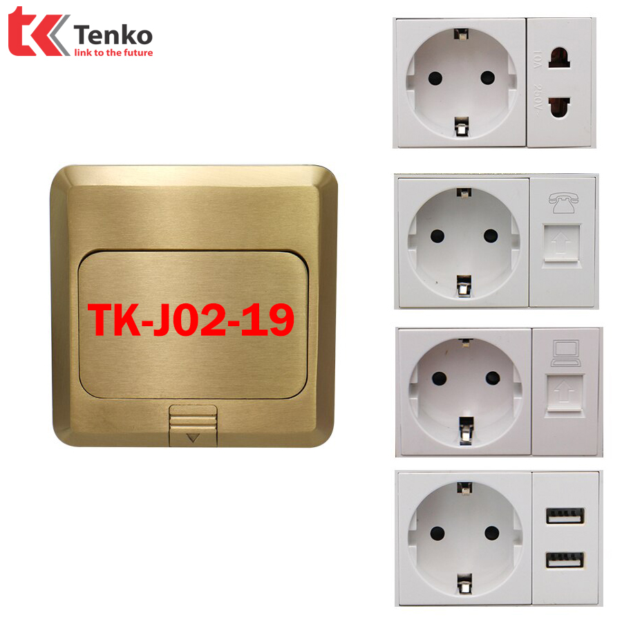 ổ cắm điện âm sàn tenko tk-j02-19 đồng thau