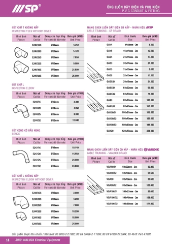 Bảng giá ống luồn dây điện và phụ kiện Sino