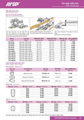 Bảng giá ống luồn dây điện và phụ kiện Sino