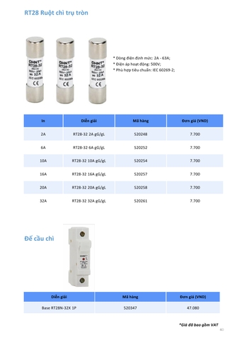 Bảng giá thiết bị điện Chint