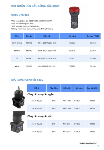 Bảng giá thiết bị điện Chint