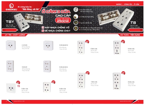 Bảng giá thiết bị điện công tắc ổ cắm giá rẻ Ominsu