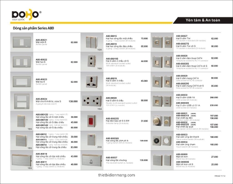 Bảng giá thiết bị điện DoBo mới nhất