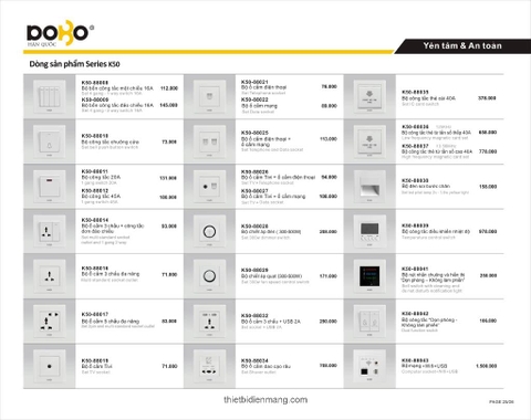 Bảng giá thiết bị điện DoBo mới nhất