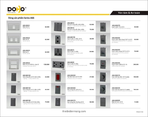 Bảng giá thiết bị điện DoBo mới nhất