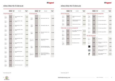 Bảng giá thiết bị điện Legrand Mới Nhất