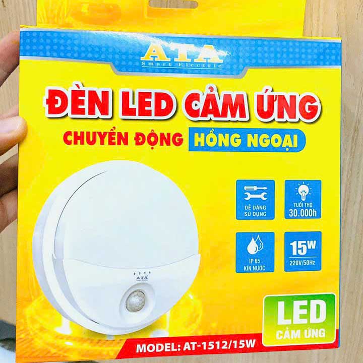 Đèn led cảm ứng hồng ngoại chuyển động gắn nổi trần, tường ATA AT-1512