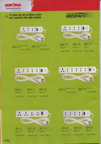 Bảng giá công tắc- Ổ cắm- Phích cắm điện gia đình Sopoka (Chịu tải cao)