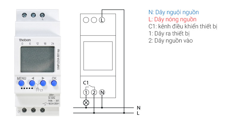 Công tắc hẹn giờ Theben Simplexa 601 Top