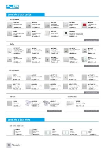 Bảng giá thiết bị điện AC
