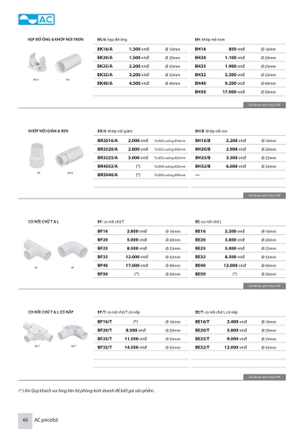 Bảng giá thiết bị điện AC