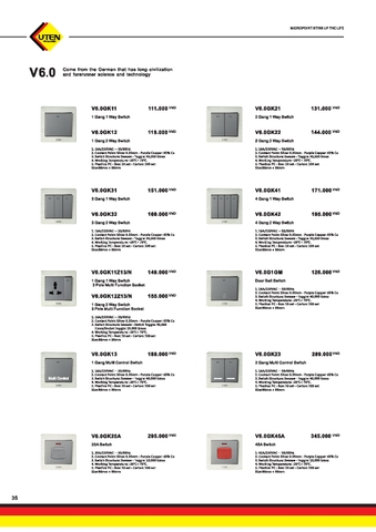 Bảng giá công tắc ổ cắm-Thiết bị điện Uten