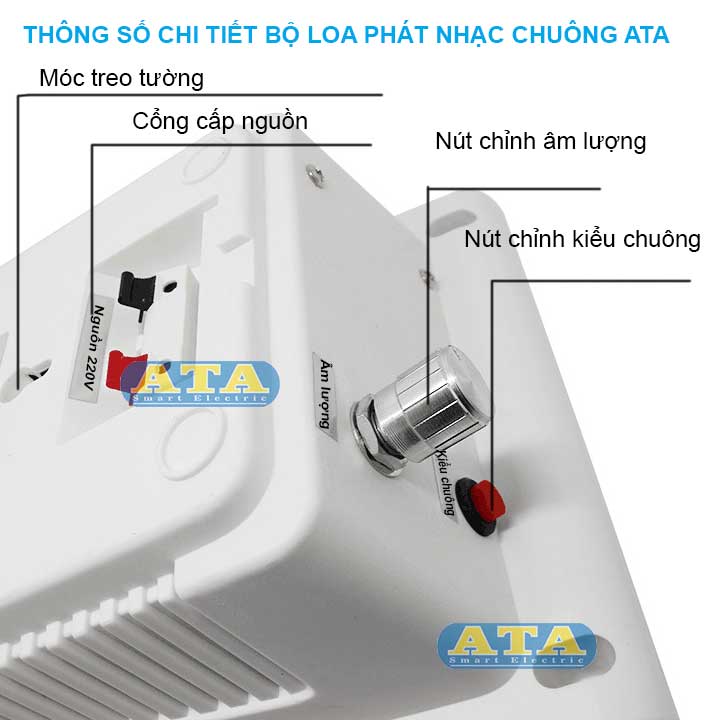 thông số chi tiết loa phát nhạc báo giờ tự động hẹn giờ ata