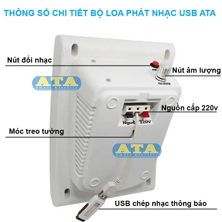 thông số chi tiết bộ điều khiển loa phát nhạc hẹn giờ tự động ata