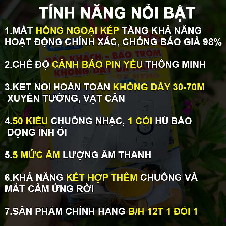 Chuông báo khách không dây cao cấp cảm ứng hồng ngoại ATA