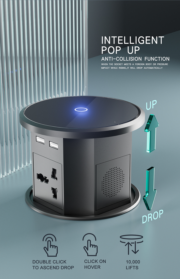 Hộp ổ cắm âm bàn thông minh novalink mở nắp cảm ứng hỗ trợ sạc không dây chuyên dùng cho bàn đảo , bàn bếp